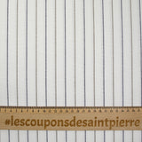 Toile de coton rayé marine et marron fond blanc