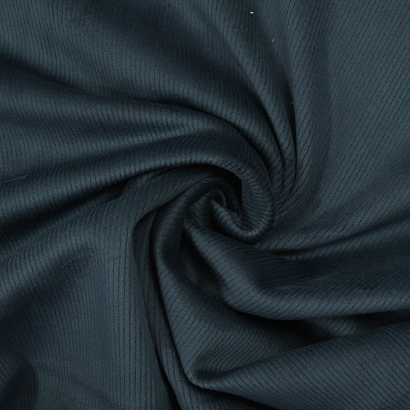 Velours de polyester côtelé envers polaire bleu foncé et châtain