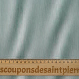 Coton tissé teint rayé vert bleuté fond blanc