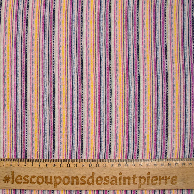 Viscose imprimée lurex rayures nuance de rose