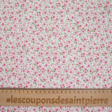 Coton imprimé champêtre rose fond blanc