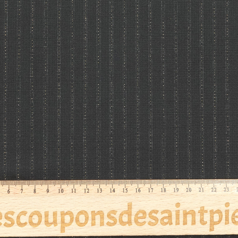 Toile polyviscose rayé lurex fond noir