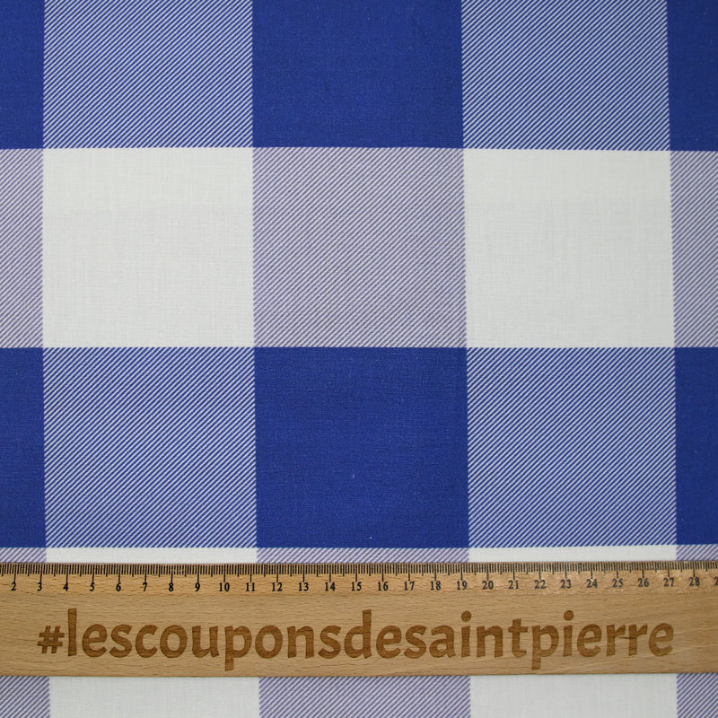 Blue and white striped checkered print cotton