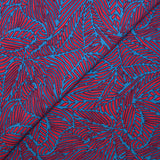 Viscose imprimée fougères orange corail et bleu