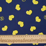 Cotton Printed Heart Yellow Blue Foundation Navy