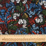 Satin crépon de polyester imprimé vol au vent fond noir