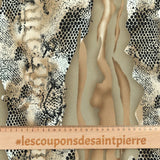 Microfibre imprimée polyester peau de serpent beige
