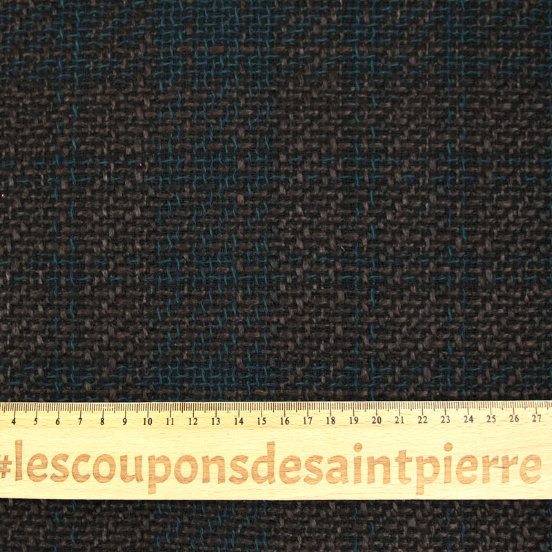 Tweed de polyester marron foncé et bleu canard