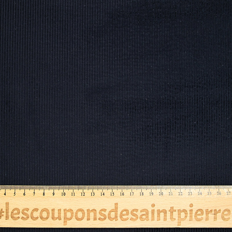 Velours côtelé de coton 2mm bleu nuit intense