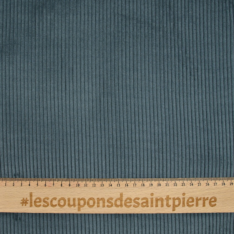 Velours côtelé polyester TL gris bleu