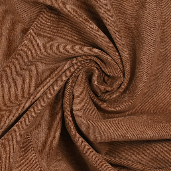 Velours polyester fines côtes marron noisette