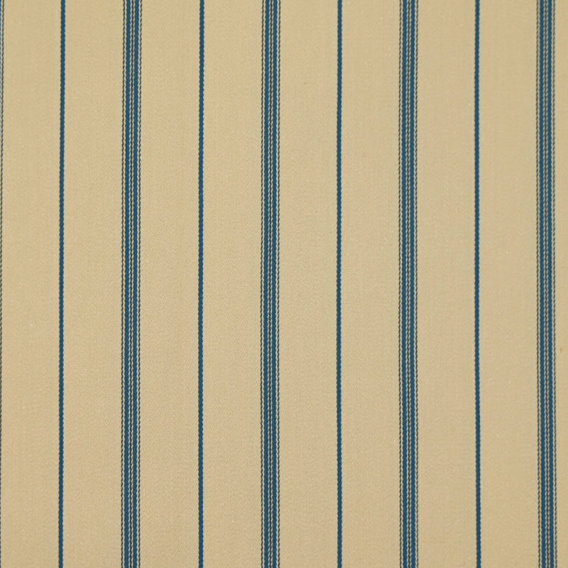 Satin de coton élasthanne imprimé rayé bleu fond beige