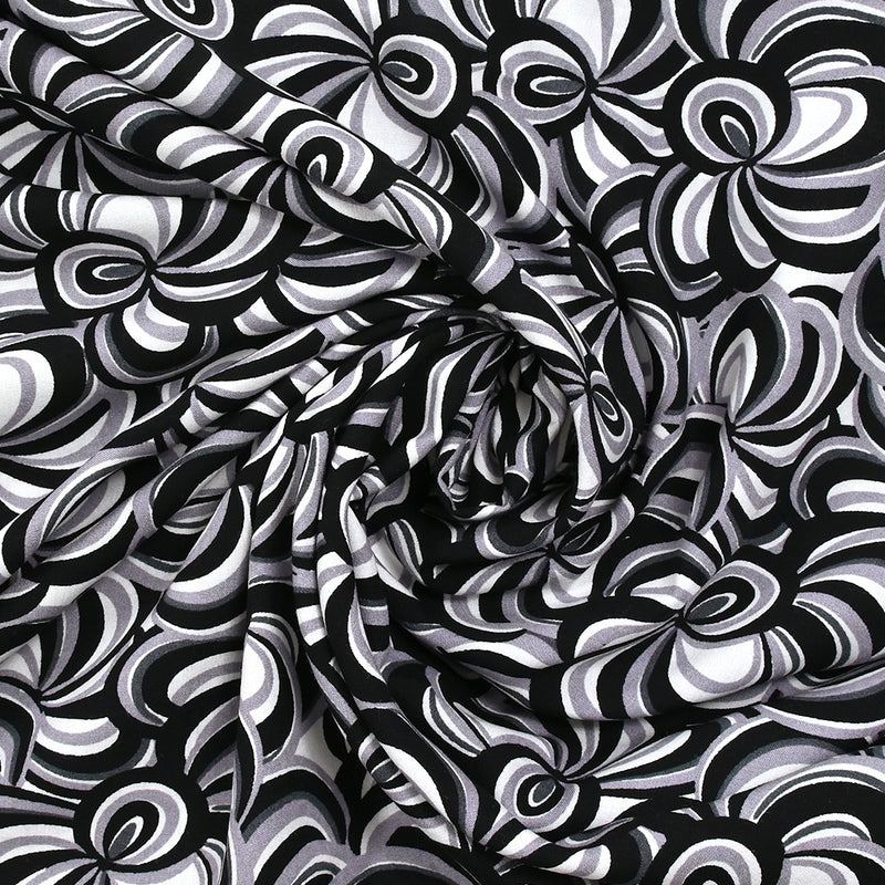 Impresión abstracta en blanco y negro Viscose