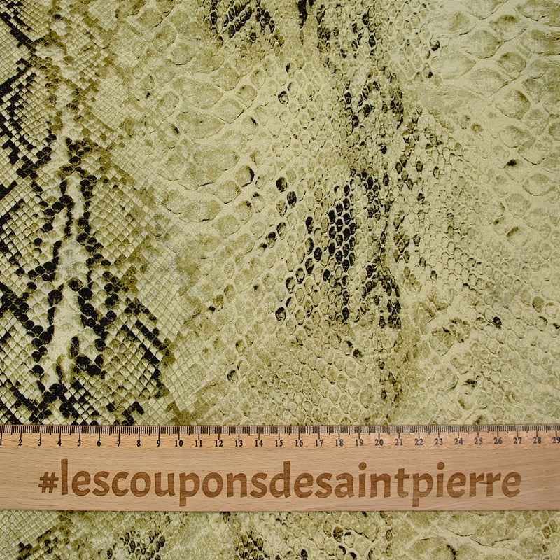 Viscose imprimée lurex serpent vert et écru