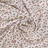 Printed viscose rosy field white background