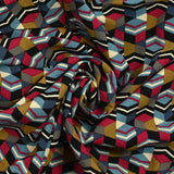 Prisms printed viscose in blue and red patchwork