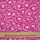 Viscose imprimée abstrait fuchsia et blanc