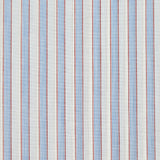 Coton chemise rayé brique et bleu fond blanc