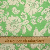 Lin viscose imprimé grosses fleurs vert délavé