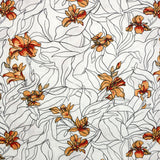 Lin viscose imprimé ligne de vie fond blanc