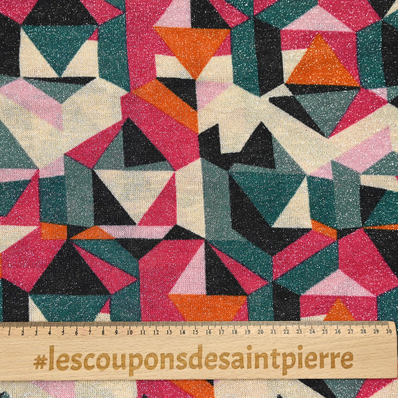 Maille polyester imprimée lurex géométrie canard