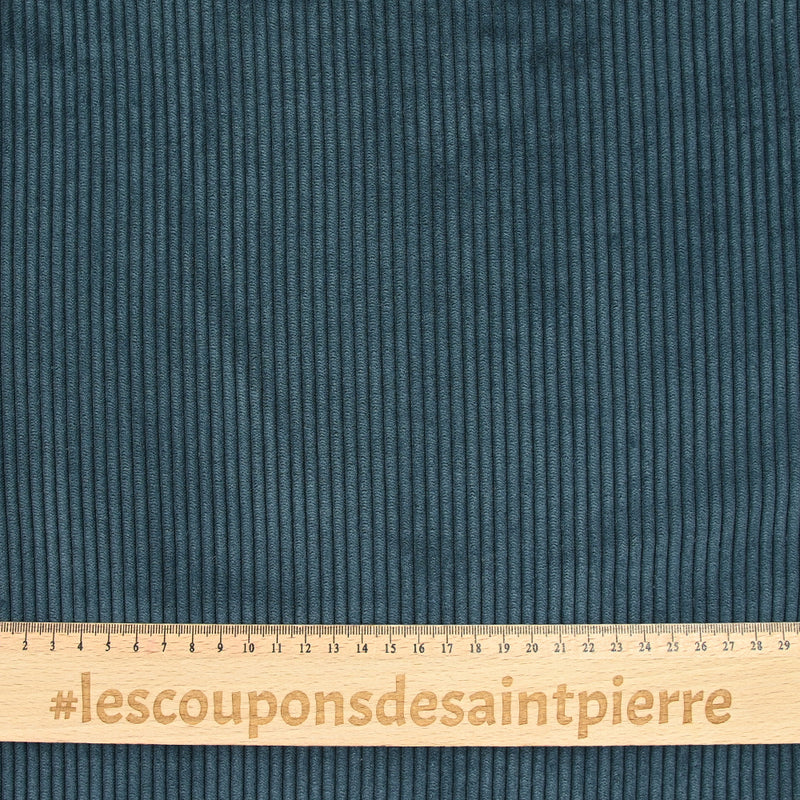 Velours côtelé polyester TL bleu acier