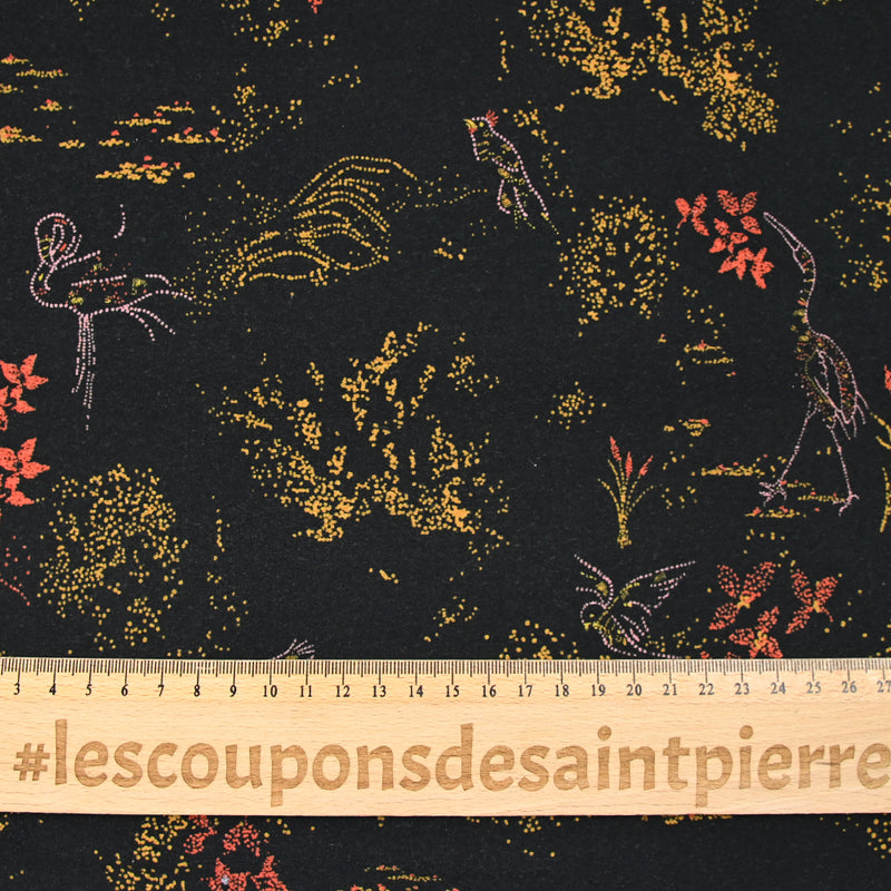 Jersey de polyester imprimé pointillisme fond noir