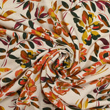 Viscose Wild Flores de viscosa impresa Orange ECRU Fondo