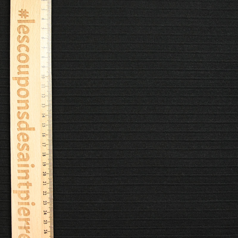 Jersey côtelé 7mm polyester noir