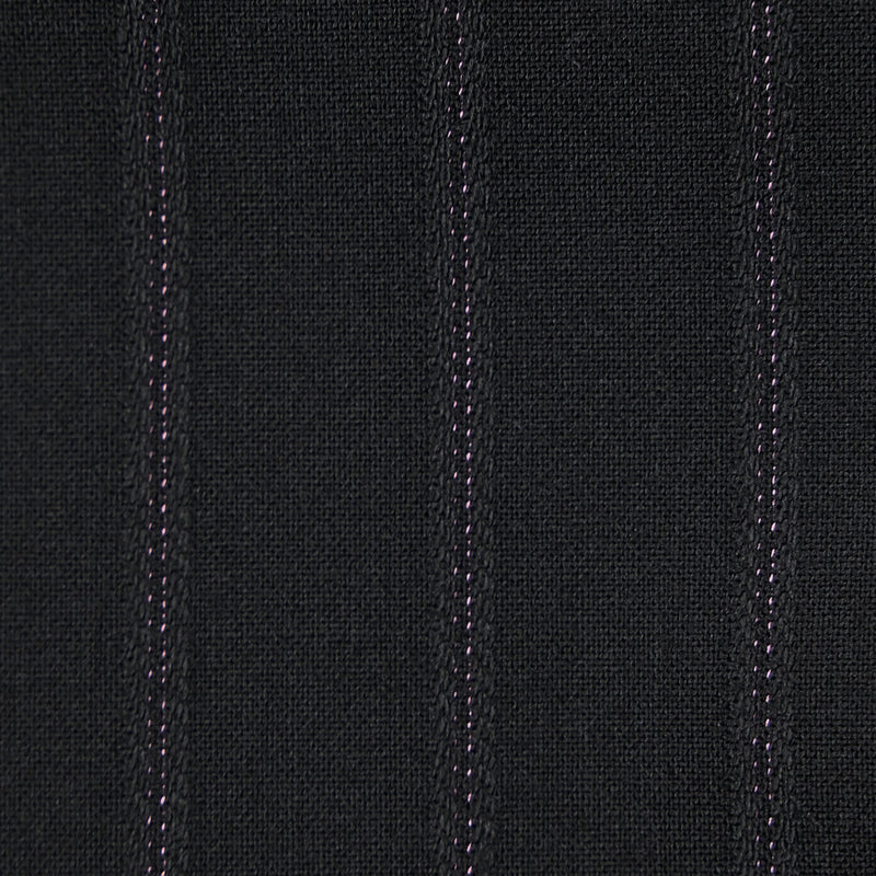 Tissu tailleur laine mélangée rayé rose fond noir