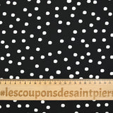 Twill de viscose imprimé à pois blanc fond noir