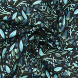 Popeline de coton imprimée Tulipes dans le vent bleu fond noir