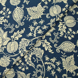 Coton indien imprimé Mumbai beige fond bleu
