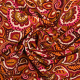 Orange and pink paisley printed viscose