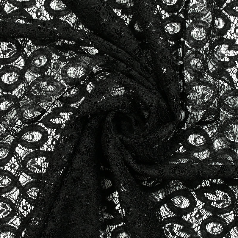 Polyester lace whirlwind of black tulips