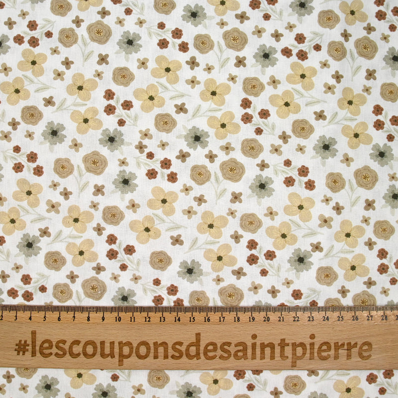 Coton imprimé amour passion beige et marron