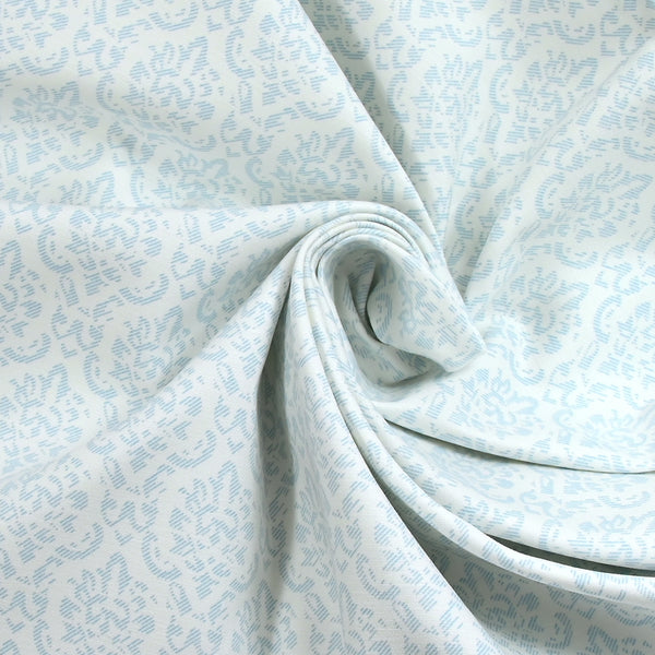 Satin de coton élasthanne moulures royales bleu ciel