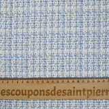 Tweed polycoton blanc cassé et bleu clair