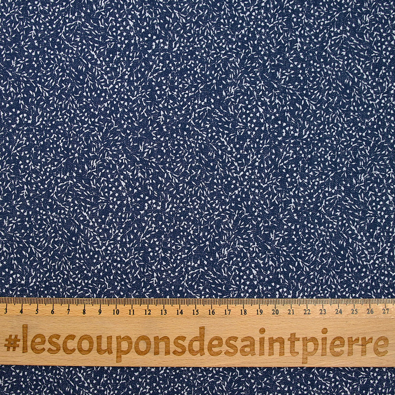 Satin de coton imprimé petites fleurs fond marine