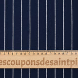 Coton tissé-teint rayé blanc fond bleu marine