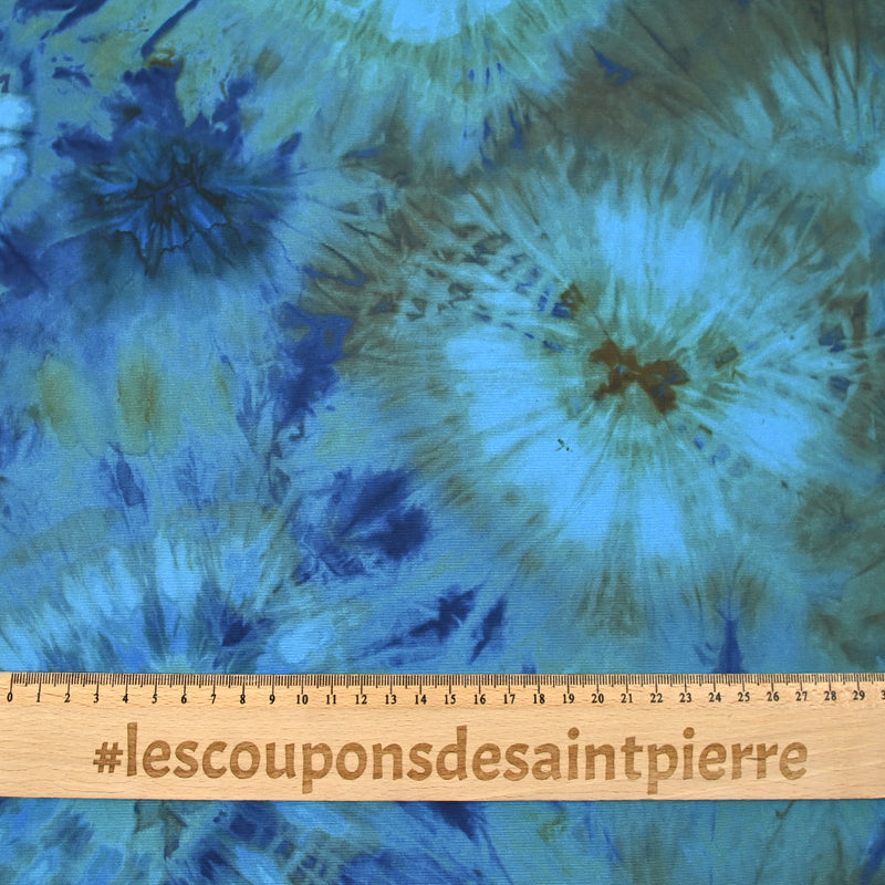 Pesado Psychedélico Impresión Crêpe azul