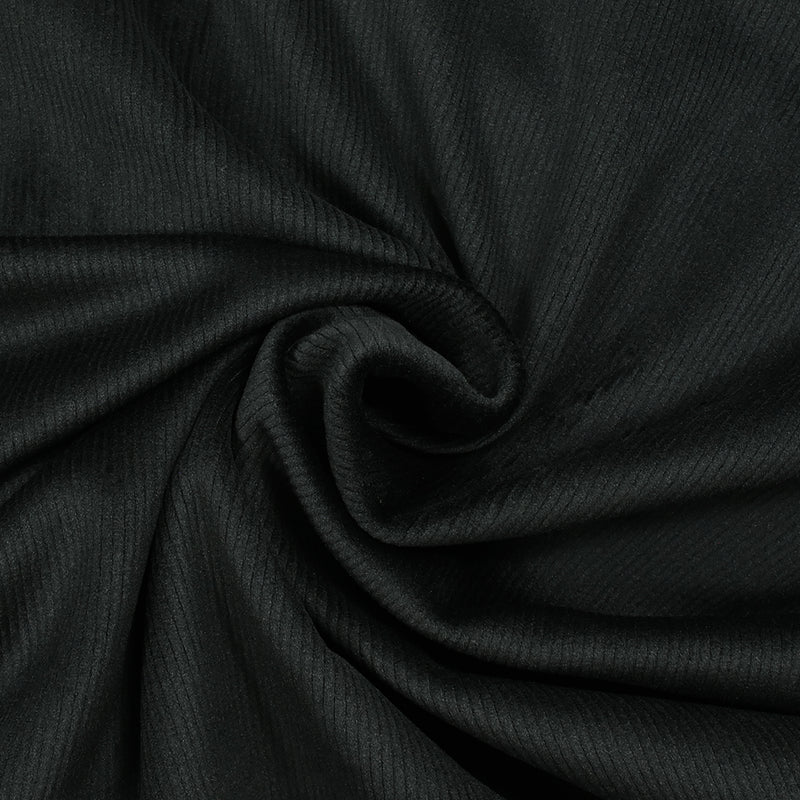 Velours de polyester côtelé envers polaire noir et gris