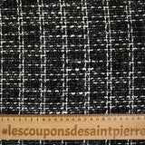 Tweed polyester gris souris, blanc et bleu canard