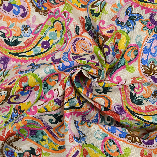 Multicolored cashmere polycoton print