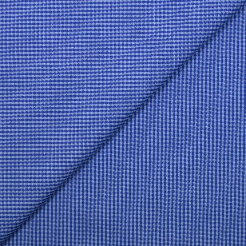 Coton à carreaux ciel et indigo