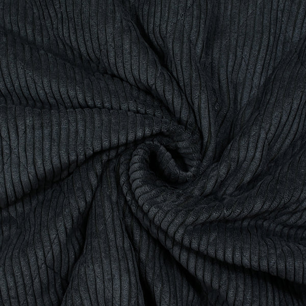 Velours de polyester côtelé matelassé noir