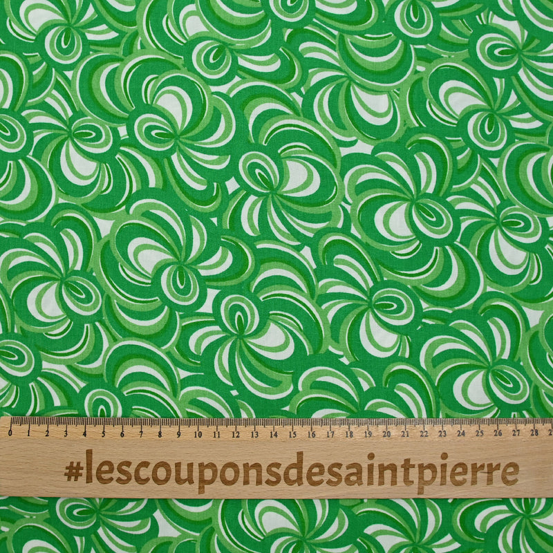 Green and white abstract printed viscose