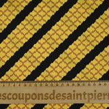 Satin de polyester imprimé géométrique rayé jaune et noir