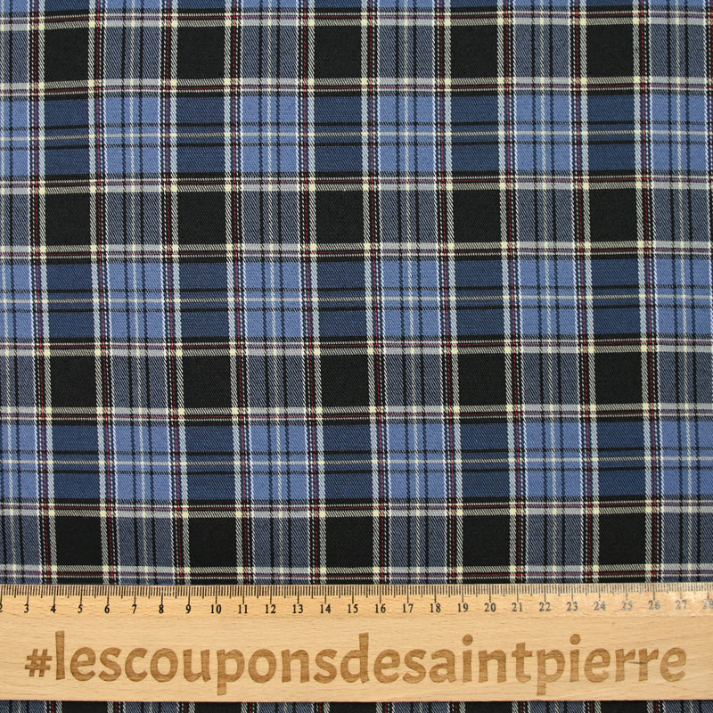 Tartan polyester bleu et noir