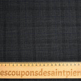 Tissu tailleur 100% laine prince-de-galles noir, bleu fond gris foncé